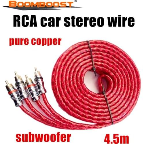 A best selling 4.5m red Car Stereo Audio Cable wire line pure copper RCA to RCA for car amplifier speaker subwoofer