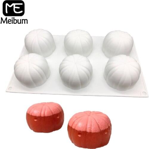 Meibum Halloween Pumpkin Mousse Cake Molds Festival Dessert Silicone Mould Decorating Pan Pastry Baking Tools Candle Mold