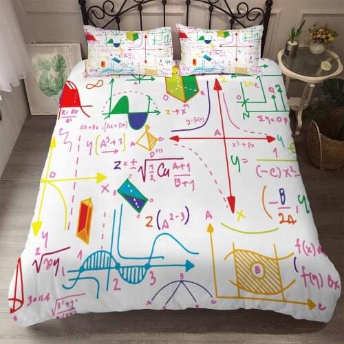 Fashion Simple Math Formula Bedding Set Linen Set Double Bed Set King Size Quilt Set 2/3 Teen Boy Home Textile