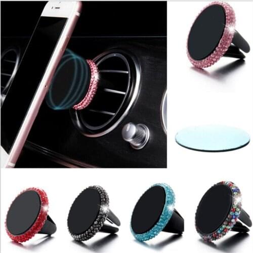 New diamond-studded car air outlet magnet holder Cross-bord creative magnetic Suction cup Colorful mobile phone holder