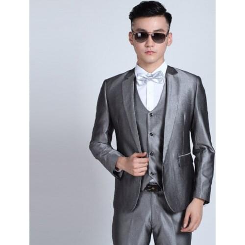 2021 Mens New Mens Solid Color Suit Suit Bridegroom Wedding Dress Youth Professional Work Suit Two Pieces