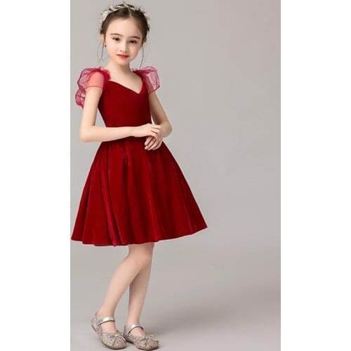 2021 First Communion Dresses for Girls O-neck Backless Solid Ball Gown Kid Princess Flower Girl Dresses for Wedding and Party