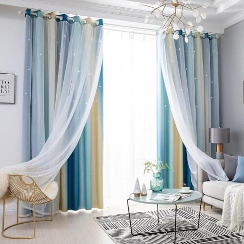 Hollow Star Sheer Curtain Romantic Window Curtains for Girl Kids Bedroom Blackout Window Drapes Curtain Home Decoration Gifts