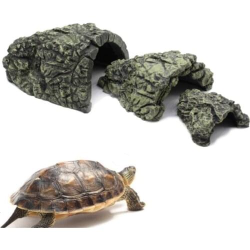 Hiding Cave Aquarium Turtle Reptile Basking Hide Habitat Decoration Ornament Reptiles Terrarium Aquarium Landscaping Fish