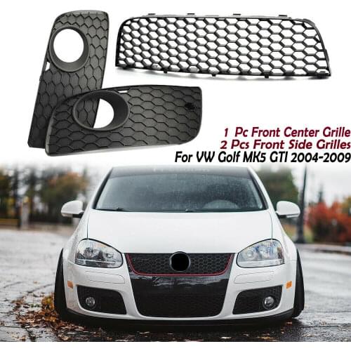 Auto Front Lower Bumper Mesh Grill Racing Grille + Fog Lamp Cover For VW MK5 Golf GTI Jetta GT 2005 2006 2007 2008 2009
