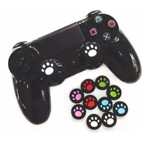 Gen Game 10 pcs Cat Paw Rubber Silicone Analog Thumb Sticks Grips Caps for Dualshock 4 PS4 Pro Slim Controllers Accessories