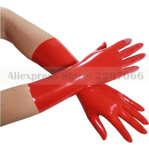 Sexy unisex latex rubber red gloves hot sale mould made seamless RLA033