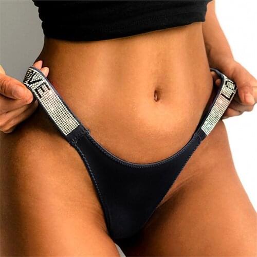 Sexy Thong Pants Womens Diamond Thong Low Waist Sexy Panties Womens Traceless Briefs Ladies G-String Female Underwear