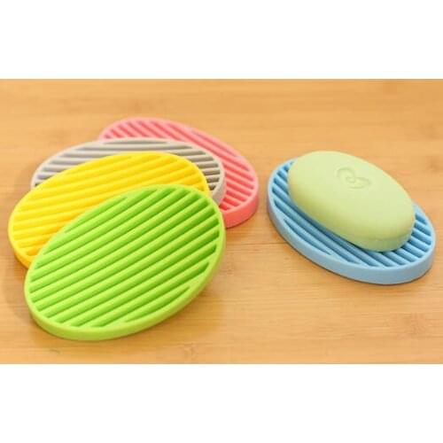Silicone Flexible Toilet Soap Holder Plate Hollow Design Bathroom Soapbox Anti Slip Soap Dish Holder lin3827