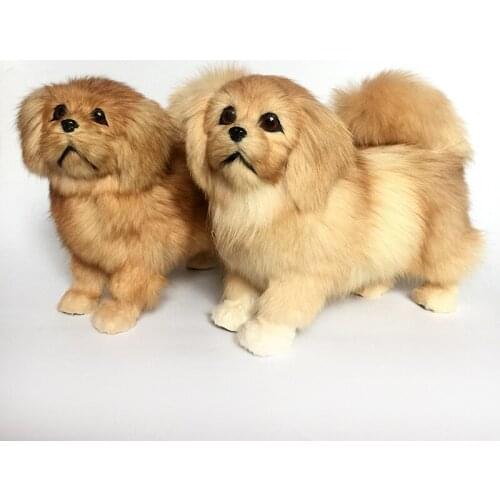 Simulation poodle Pekingese plush toy large doll animal dog model doll home decoration dog model