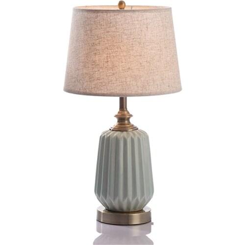 Modern American Country Ceramic Fabric Table Lamp for Foyer Bed Room Apartment Porcelain Desk Light H 58cm 1877