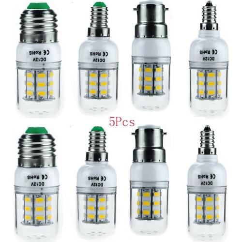 5Pcs/lot LED Corn Bulb E27 E14 E26 B22 E12 SMD5730 bulb 7W 12V 24V Chandelier Candle LED Light For Home Decoration
