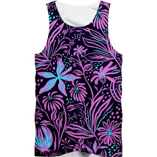 UJWI New Fashion Summer Cool Tanks Print Flower geometric leaves Tank Top 3d Vest Man Sleeveless Shirt Undershirt Tracksuits