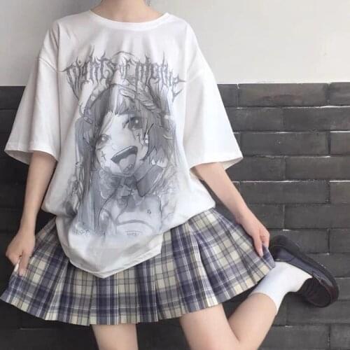 Woman Gothic Tee Anime T-shirt Women Oversized T Shirt Ladies Clothing Streetwear Tops Female T-shirt Hiphop Casual T Shirt