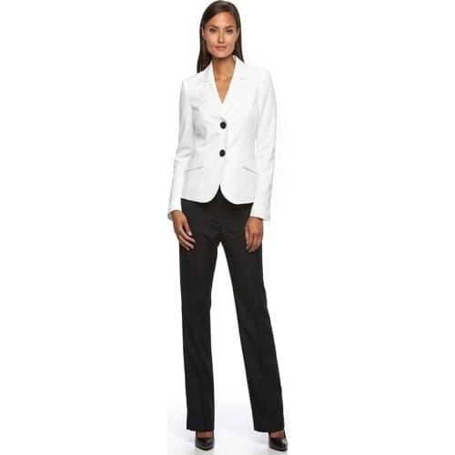 White Single Breasted Business Pant Suits for Women Plus Size Ladies Pantsuit Blazer+Pants for Work Pantsuit for Wedding Party