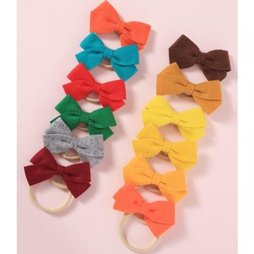 1pcs Soild Color Bows Nylon Hairbands Cute Newborn Baby Girls Stretchy Nylon Head Bands Kids Girls Soft Headwear 2020 Gifts