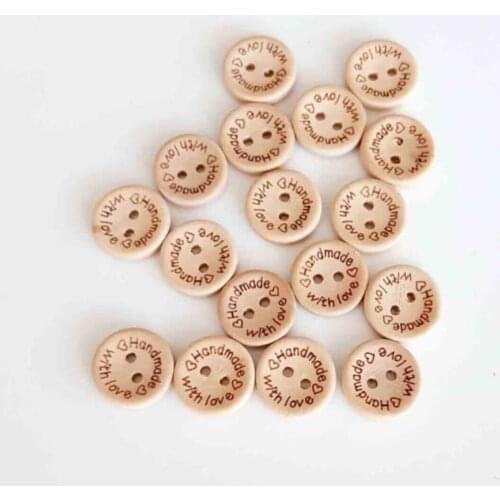 10'lu Button-Shaped Wooden Sticker 1.5 Cm