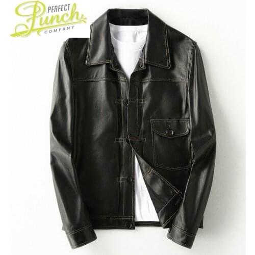 100% Genuine Men Short Sheepskin Coat Mens Leather Jacket Motorcycle Spring Veste Cuir Homme KFS19M014-M KJ2172