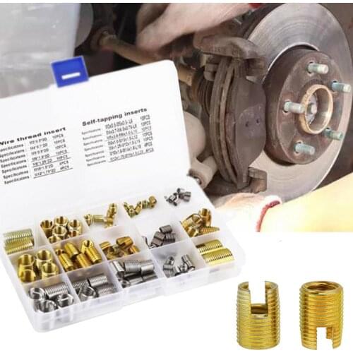 116PCS Self-tapping Thread Slotted Sheath and Wire Threaded Jacket Combination Thread Repair M3-M12 Repair Tools