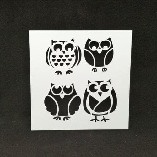 13*13 Owl Layering Stencils graffiti hand copied board hollowed out diy photo album graphic spray painting tool