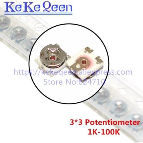 20PCS/LOT 3*3 100R/200R/500R/1K/2K/5K/10K/20K/50K/100K 3X3 SMD Single-loop potentiometer