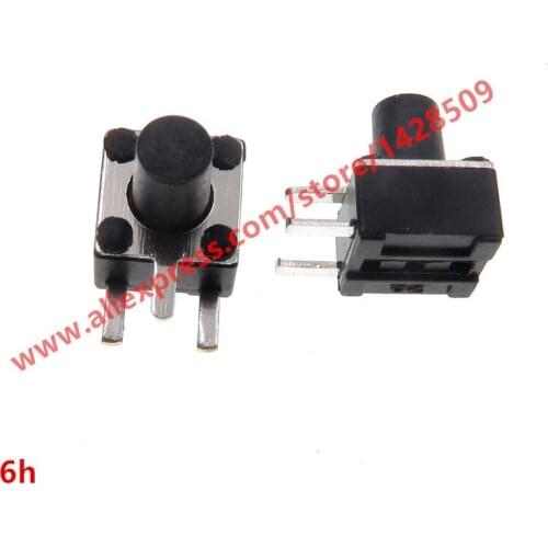 200pcs/lot 4.5*4.5*6mm (Side three Pin DIP) Black Mini Push Button Momentary Tact Button Switch Copper
