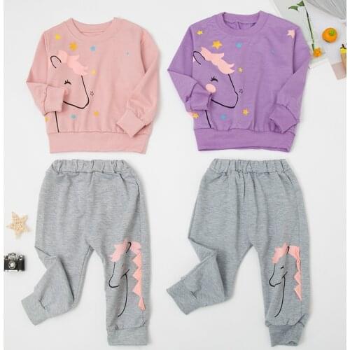 2021 Baby Girl Clothes For Children Clothing Sets Sweatershirt+Pant 2 Picecs Boy Set Cartoon Clothes For Girls For 1-5 Age