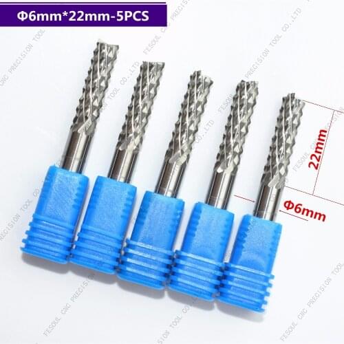 6mm*22mm,5pcs,Free shipping PCB End Mill,CNC machine Corn milling Cutter,Solid carbide tool,Circuit board,acrylic,carbon fibers