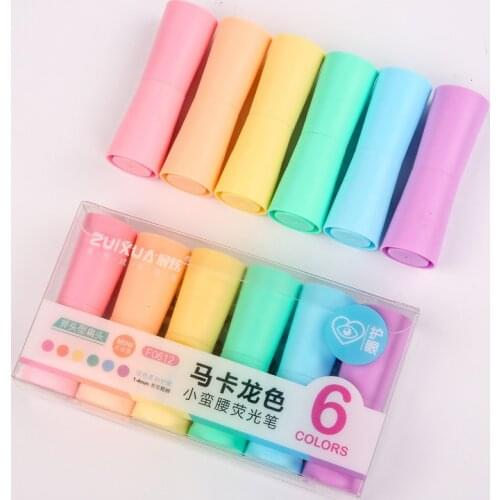 6pcs/set Creative Fluorescent Pen Mark 6 Color Pen Graffiti Creative Stationery Markers Refill Highlight Pastel Drawing