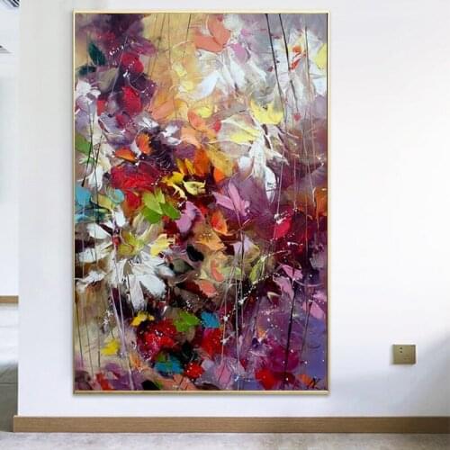 Abstract Watercolor Blue Orange Flower Oil on Canvas for Posters and Print Pictures Cuadros Wall Artists Home Room Decoration