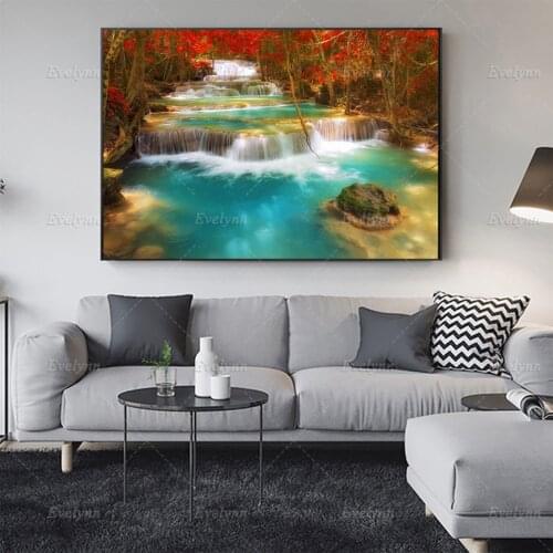 Abstract Sparkling Waterfall Wall Art Canvas Painting Mangrove Landscape Art Poster Print Wall Pictures Living Room Home Decor