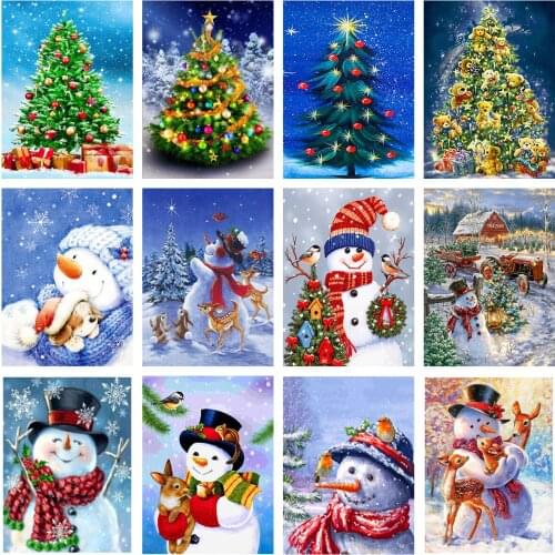 5D Diamond Painting Christmas Tree/Snowman Cross Stitch Mosaic Diamond Embroidery Home Decoration Children Handmade Hobby Gifts