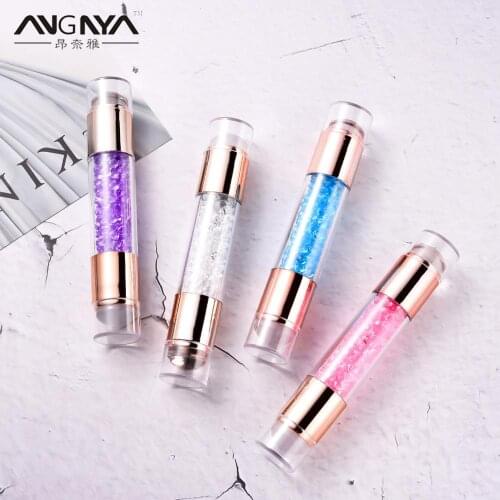 ANGNYA Double Head Nail Stamper Stamping Plate Set Silicone Stamper Rhinestones Handle Nail Art Stamp Image Templates Designs