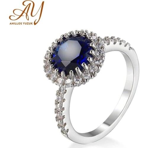 Anillos Yuzuk Luxury 100% 925 Sterling Silver Created Sapphire Gemstone Wedding Engagement Diamonds Ring Fine Jewelry Wholesale