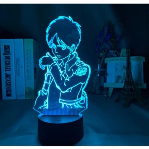 Anime 3d Lamp Led Night Light Eren Yeager Figure Bedroom Decor Nightlight Dropshipping Battery Powered Lamp Attack on Titan Gift