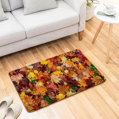 Anime Custom Doormat Maple Leaf Printing Decor Carpet Soft Flannel Non Dust and Grime Doormat for Bedroom Porch