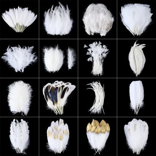24pcs Fancy White Feathers for Crafts Clothes Hair Accessories Natural Pheasant Plume Decoration Diy Jewerly Making