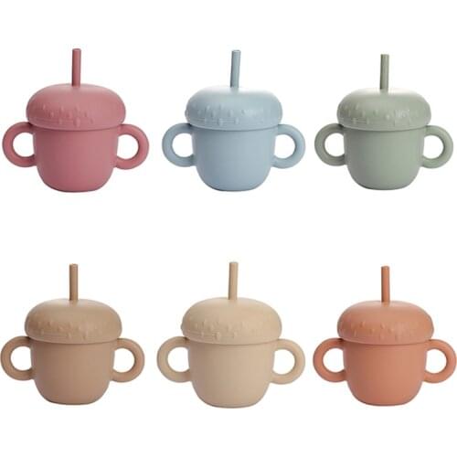 1 PC Baby Training Cup Creative Mushroom Infant Learning Feeding Cup Sippy Cup Food Grade Silicone Sippy Leakproof Cup BPA Free