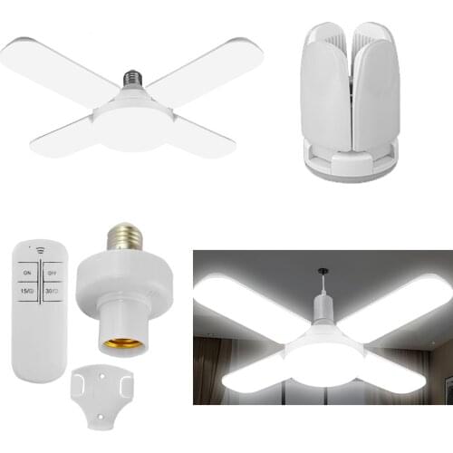 E27 LED Bulb Fan Blade Timing Lamp AC85-265V 28W Foldable Led Light Bulb Lampada For Home Ceiling Light With Remote Controller