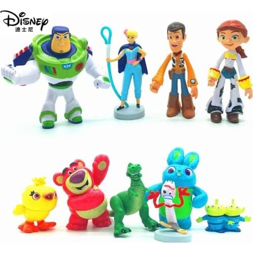 Disney 10Pc Toy Story 4 Action Figure Toys Woody Jessie Buzz Lightyear Forky Pig Bear Figura Model Doll Colletion Gifts