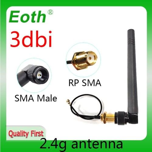 2.4ghz Antenna 3dbi SMA Male 2.4G wifi antenna Aerials 2.4 Ghz antenne wi fi Antena wi-fi+ 21cm ufl./ IPX 1.13 Pigtail Cable