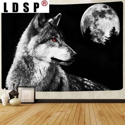 LDSP Tapestry Howlin Wolf Forest Animal Jungle Art Wall Hanging Tapestries For Living Room Bedroom Dorm Home Blanket Decor