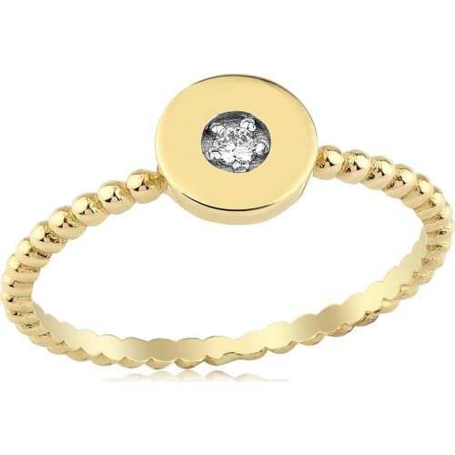 14k Gold Natural Diamond Round Pebble Ring PY1567