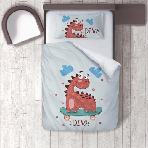 Duvet Cover Set Bedding Set Pillow Case for Baby and Kids Room 3D Printed Red Dinosaur Cute Model 1333