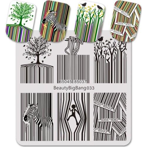 Beauty Big Bang Stamping Plate Bar Code Zebra Striped Funny Noodles Image for Nail Art Polish Stainless Steel Stamping Plates