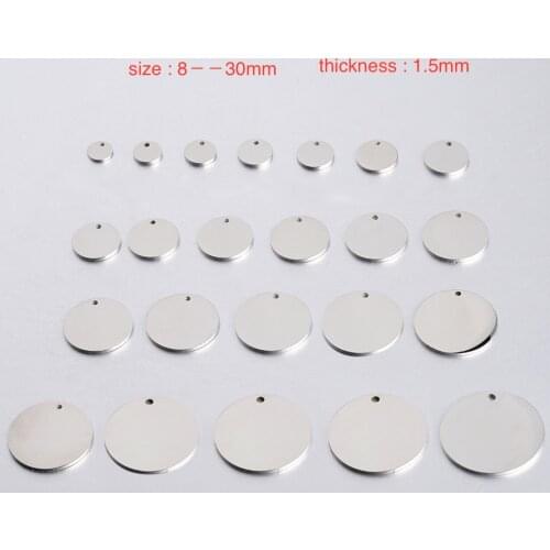 50pcs 8-30mm Mirror Polished Stainless Steel Round Pendants Blank Round Tag for DIY handmade Jewelry Making Wholesale