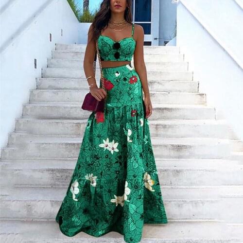 Summer Dress Spaghetti Strap Sling Backless High Waist Sexy Long Dress Floral Print Vocation Style Beachwear Dresses Women Robe