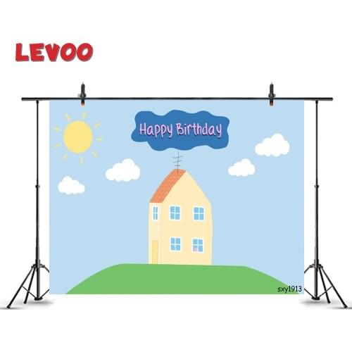 LEVOO Photography Backdrop Cartoon Pig House Kids Birthday Photographic Backgrounds Photo Zone Photocall Photo Studio Vinyl