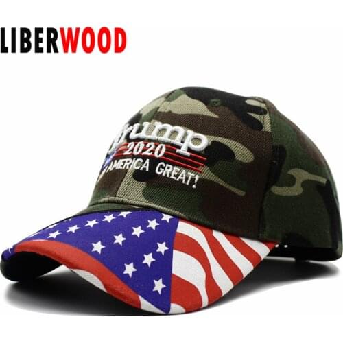 LIBERWOOD Trump 2020 KEEP AMERICA GREAT Re-Election Hat Cap US Flag Casual Baseball Hat cap Men women dad hats USA President hat