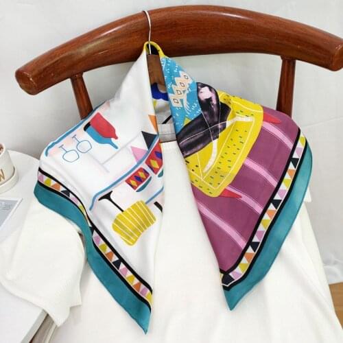 Fashion Kerchief Silk Neck Scarves For Women Small Shawls Cute Hair Scarfs Female 70*70cm Bandana For Head Bag Scarf For Ladies